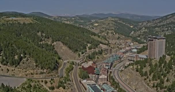 Black Hawk Colorado Paisagem Montanha Aérea Torno Edifícios Casino Condado — Vídeo de Stock