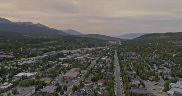 Breckenridge Colorado Aerial Krásný Západ Slunce Horské Krajiny Panning Nad — Stock video