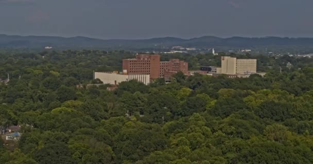 Birmingham Alabama Aerial V14 Panoramic View Buildings Surrounded Dense Trees — Stock Video
