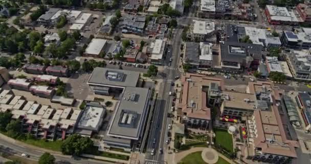 Boulder Colorado Aerial Birdseye Kilátás Épületek Autópályák Belvárosi Városkép Lövés — Stock videók