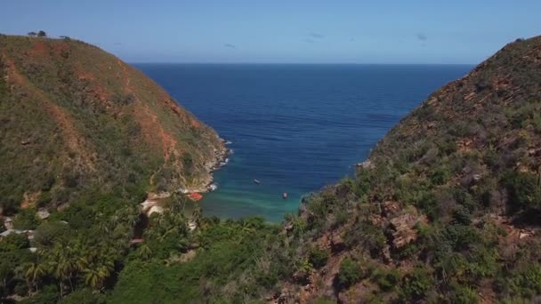 Zdjęcie Drona Zatoki Tuja Beach Aragua State Wenezuela Pochylenie Dół — Wideo stockowe