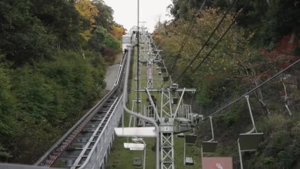 Amanohashidate Θέα Καρέκλα Lift Αργή Κίνηση Χωρίς Ανθρώπους — Αρχείο Βίντεο