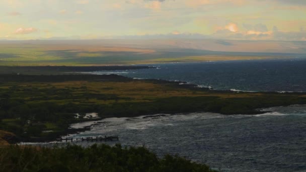 Kona Side Big Island Hawaii Hermoso Paisaje Noche Colorido Océanos — Vídeo de stock