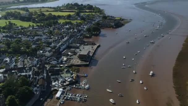Aerial Pitch Revelar Estuário Exe Torno Topsham Devon Barcos Lixo — Vídeo de Stock