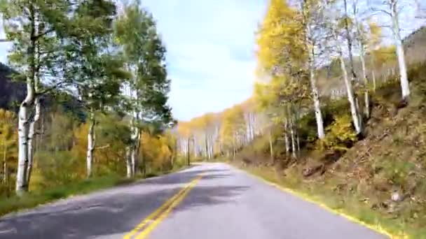 秋のコロラド州のロッキー山脈での運転のPov映像 — ストック動画