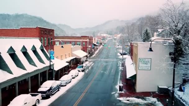 Boone Boone North Carolina King Street Snow — 图库视频影像