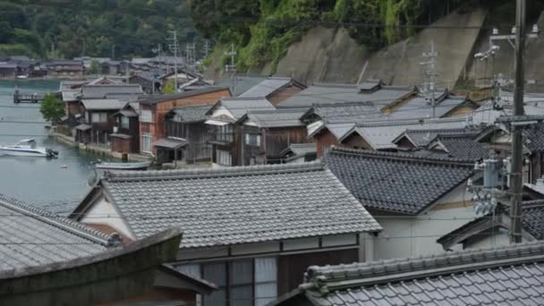 Ine Cho Daki Balıkçı Evleri Kyoto Japonya Daki Çatılarda Pan — Stok video