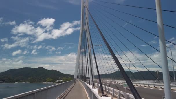 Most Tatara Wzdłuż Japońskiego Seto Inland Sea Strzał Przechyłu Wzdłuż — Wideo stockowe