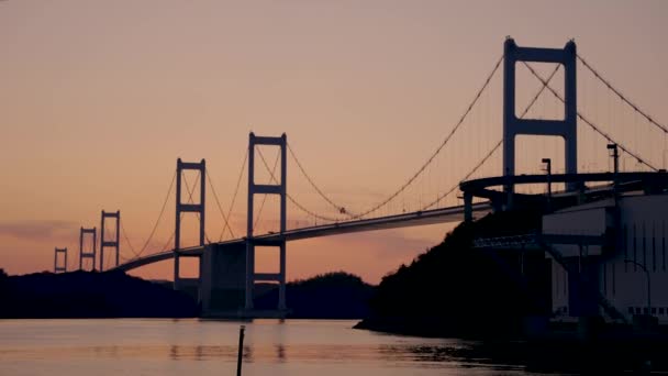 Kurushima Bridge Strait Sunset Inland Sea Japan — Vídeo de Stock