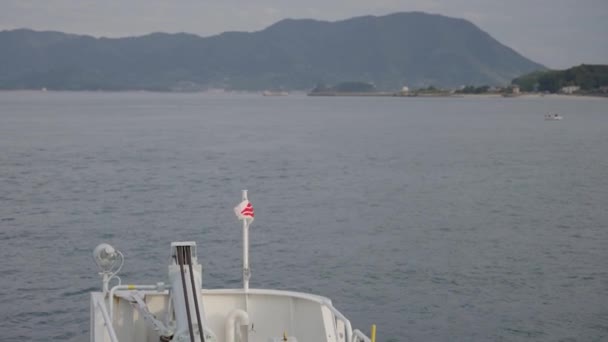 Πλοία Στην Ενδοχώρα Της Ιαπωνίας Σημαία Αργή Κίνηση — Αρχείο Βίντεο