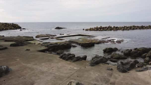 Бассейны Префектуре Фукуи Купание Морской Воде Японском Море — стоковое видео