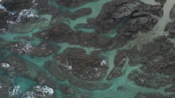 Tide Pools Reef Yakushima Tsukasaki Aerial Bird Eye — стокове відео