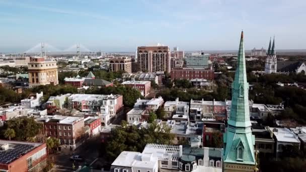 Savannah Georgia Steeple Flyover Savannah — 图库视频影像