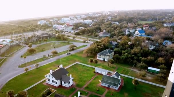 Aerial Pullout Tybee Island Lighthouse Tybee Island Light Station Tybee — Vídeos de Stock