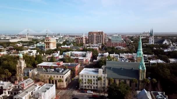 Savannah Georgia Aerial Push Savannah — 图库视频影像