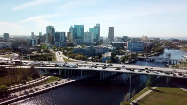 Воздушная Прогулка Riverwalk Тампе Флорида — стоковое видео