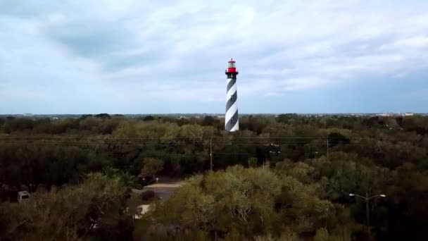 Aerial Tilt Augustine Lighthouse Augustine Light Station Augustine Florida — Stock Video