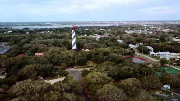 Push Aerial Augustine Laithouse Augustine Light Station Augustine Florida — стоковое видео