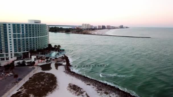 Clearwater Beach Aerial Vid Soluppgången — Stockvideo