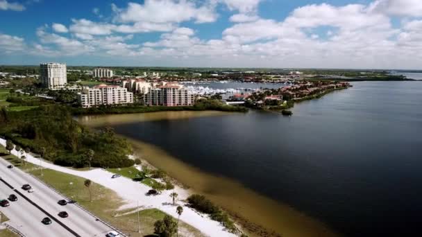 Bradenton Florida Aerial Вдоль Реки Манати — стоковое видео
