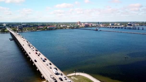 Мост Ведет Брэдентон Флорида Aerial — стоковое видео