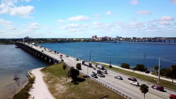 Aerial Tilt Bridge Bradenton Florida — Stock videók