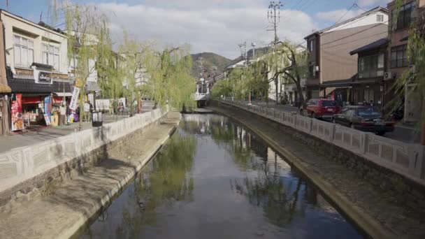 Kinosaki Onsen Kanalı Ağır Çekimde Hyogo Japonya Barışçıl Eski Moda — Stok video