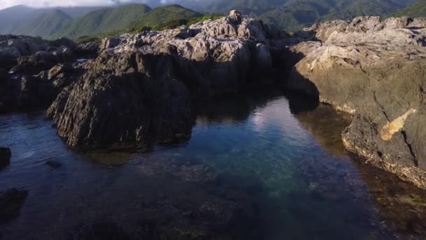 Isla Yakushima Japón Salida Del Sol Sobre Las Piscinas Marea — Vídeos de Stock