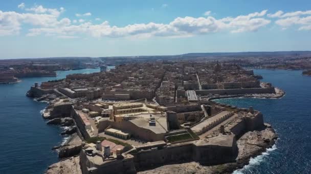 Malta Nın Başkenti Valletta Daki Angelo Kalesi Doğal Limanlar Hava — Stok video