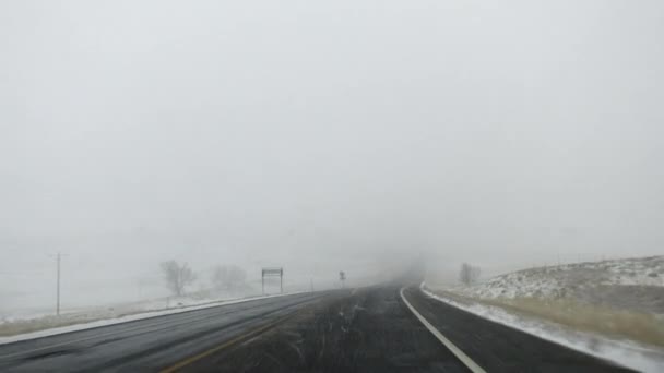 Pov Nagranie Jazdy Okolicy Boulder Kolorado Podczas Burzy Śnieżnej — Wideo stockowe