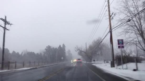 Pov Filmagem Condução Campo Boulder Colorado Durante Uma Tempestade Neve — Vídeo de Stock