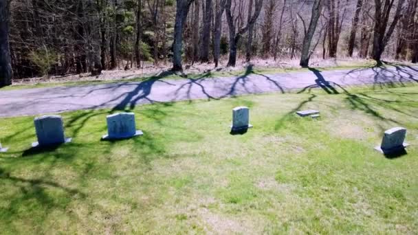 Slow Aerial Tombstones Graveyard — Stock Video