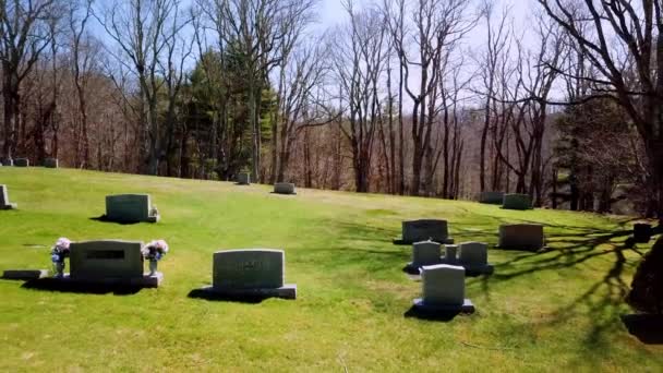 Luftaufnahme Durch Äste Auf Friedhof Mountains North Carolina — Stockvideo