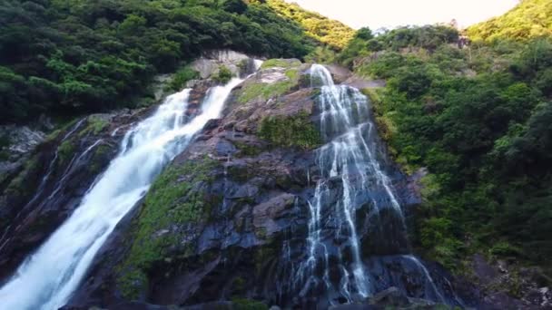 Ooko Falls Yakushima Japón Puesta Sol Sobre Cascada Más Alta — Vídeos de Stock