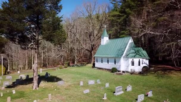 Luchtmacht Pullout Johns Episcopale Kerk Valle Crucis Watauga County — Stockvideo