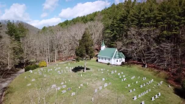 High Aerial Johns Episcopal Church Valle Crucis — стокове відео