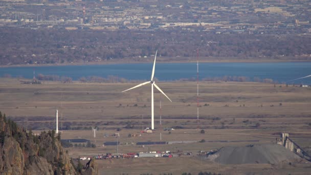 Luftaufnahme Von Windkraftanlagen Boulder Colorado — Stockvideo