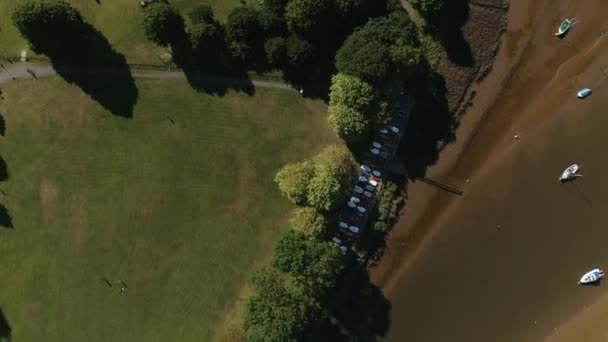 Vista Cima Para Baixo Sobre Parques Barcos Foz Rio Exe — Vídeo de Stock