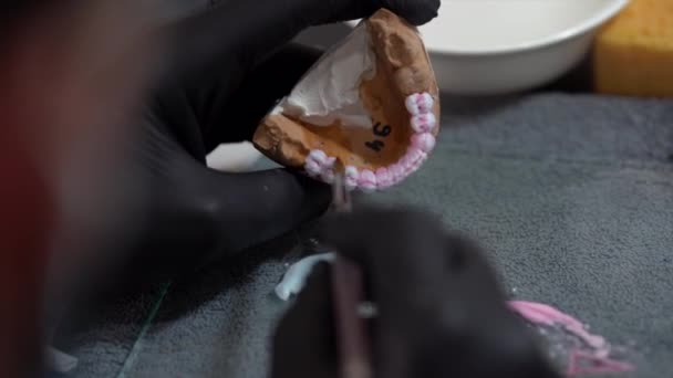 Підготовка Зубних Протезів Кольоровий Етап — стокове відео