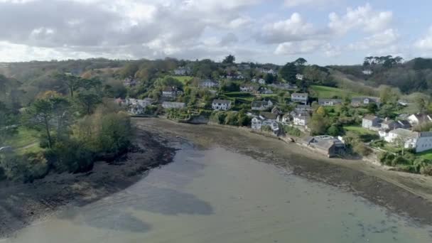 Pintoresco Pueblo Costero Helford Cornwall Reino Unido Desde Aire — Vídeos de Stock