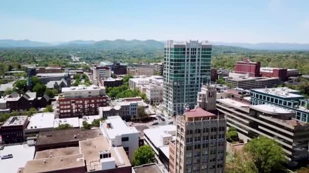 Aerial Pullout Asheville Skyline Asheville Północna Karolina — Wideo stockowe