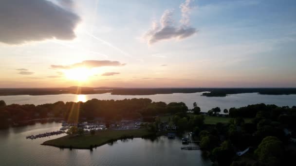 Captured Aerial Sunset Lake Norman Lake Norman North Carolina — Stock Video