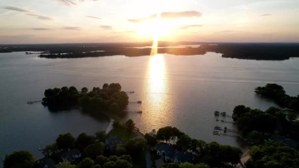 Capture Aerial Lake Norman Sunset Lake Norman Lake Norman North — Stock Video