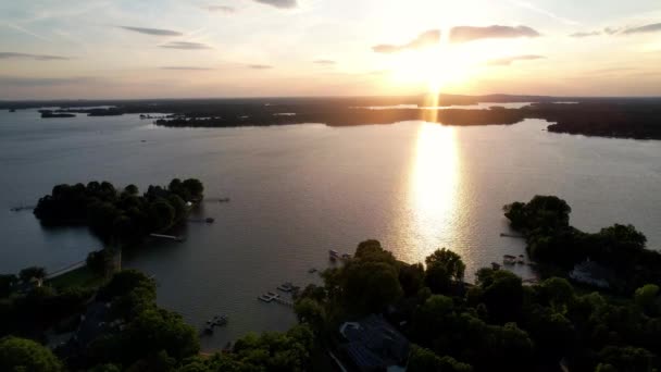 Capturado Aérea Sobre Lago Norman Lago Norman Carolina Del Norte — Vídeo de stock