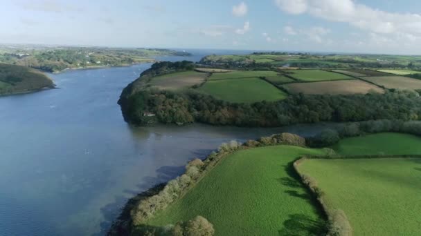 Luftaufnahme Der Helford Mündung Cornwall England — Stockvideo