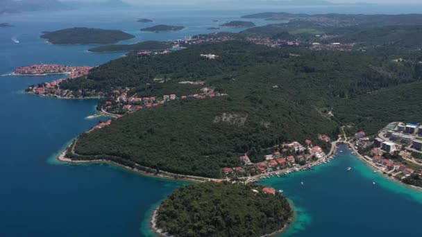 Ilhas Croatas Pelo Mar Adriático Verão Zrnovo Korcula Croácia Antena — Vídeo de Stock