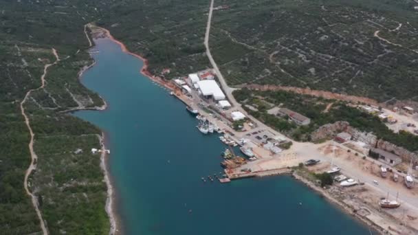 Hırvatistan Ugljan Adası Kali Deki Kali Tuna Balık Çiftliği Hava — Stok video