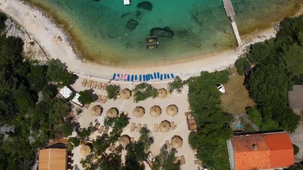 Prázdná Pláž Korčule Chorvatsko Létě Letecký Záběr — Stock video