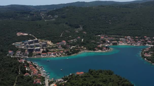 Korcula Hırvatistan Daki Dağların Yemyeşil Ormanı Denizin Muhteşem Manzarası Hava — Stok video