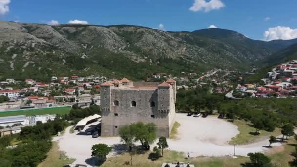 Nehaj Fortaleza Colina Con Senj Town Montaña Adriático Paisaje Marino — Vídeo de stock